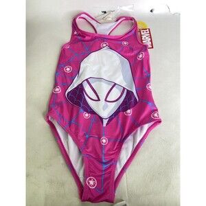Marvel Ghost Spider One Piece Pink Swim Swimsuit Swimwear Girls Size 10